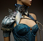 Blue Silver  metallic  Bird cage fantasy armor by pinkabsinthe, $55.00