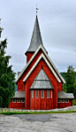 Beautiful red church in Hardanger, Norway.: 