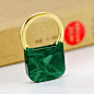 包邮 纯铜钥匙扣 绿色锁形金色拉环钥匙链钥匙圈男女可爱礼品仅售14.90