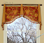 Simple & elegant valance. I like the combination of the 2 fabrics & the tassel trim.: