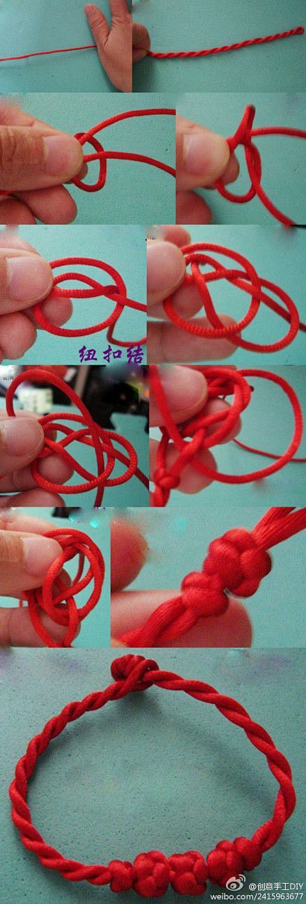 买节红绳给自己转个运吧。两股红绳手链编法...
