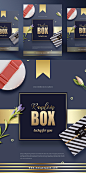 Random Box 神秘黑金幸运礼品盒商场奖品营销韩国PSD海报模版 tiw036a39008 :  