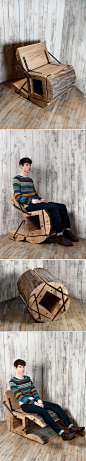 用原木制作的椅子，名为'waste-less log chair' ，可以翻译成“不浪费椅子”。来自匈牙利Architecture uncomfortable workshop。