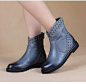 2014新款马丁靴女中跟真皮休闲短靴子圆头短筒单靴舒适铆钉女靴-tmall.com天猫