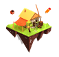 Tiny Buildings : Hey! This project was challenging for me, because sculpt this shapes in 3D and add some details in 2D. I've never done something like that, but I liked this joint and the result. And thanks friend Dimitri Bastos.He helped me with some que