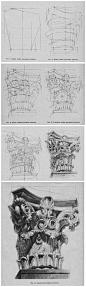 stages of drawing. capital / chapiter: 