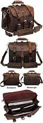 Vintage Crazy Horse Leather Backpack / Travel Bag / Satchel - 2 ways: backpack / messenger