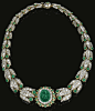 Emerald and diamond necklace, late 19th century, beautiful design!