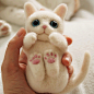 羊毛毡 高级定制 白色猫咪 最萌礼物  小白探花被妈妈领回家了 原创 设计 新款 2013