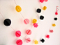 10 ft Garland - Circles-Pastel Pink, Bright Pink, Gold & Black Card-3D-Party Decoration-Birthday-Wedding Garland-Baby Mobile-Baby Shower