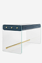 Elegant contemporary Bureau Marcello  Materials: gloss lacquer, glass, brass - velvet and ebony drawers  Designed by Joris Poggioli for Youth Editions.