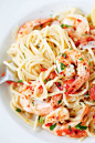 Spicy Shrimp Pasta - the easiest and best shrimp pasta with chili flakes, in a buttery and lemony garlic herb sauce, takes 20 mins! | rasamalaysia.com