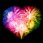rainbow heart fireworks