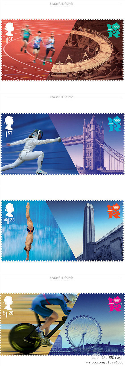 伦敦奥运会纪念邮票-表现形式/对比/真的...