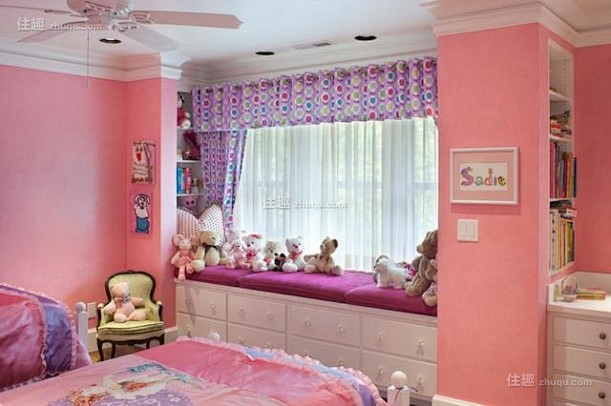 粉色温馨美式卧室装修家居效果图
