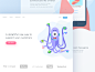 Customer Service Startup Landing Page octopus website alien illustration crm communication robot cute monster planet moon galaxy