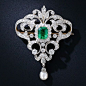 Antique Emerald and Diamond Necklace-Brooch@北坤人素材