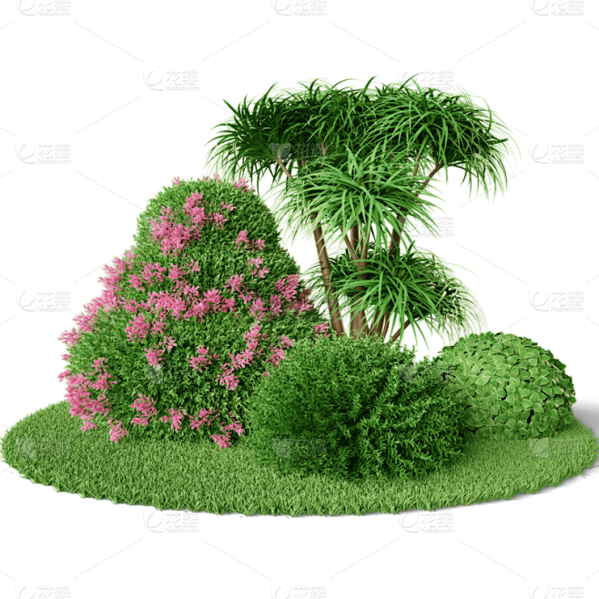 绿色草地3D灌木丛免抠元素