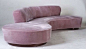 Fabulous modern luxurious yet relaxed serpentine sofa. Of course I love the soft plush velvet. So chic!