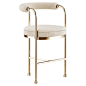 Modern Counter Stool Gold Polished Brass Corduroy Upholstery For Sale