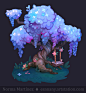 Lazuli Dream - 2.5D Tree, Norma Martínez : A 2.5D tree for week 2 of my CGMA class; Creating Stylized Game Assets with Ashleigh Warner. Big thanks to her for the crit on this <3 I also had a lot of fun doing some color variations at the end.