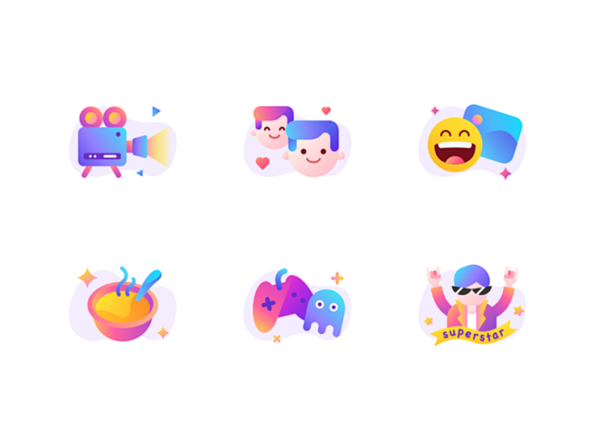 Icon set blue purple...