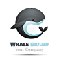 灰色圆形鲸鱼logo矢量素材