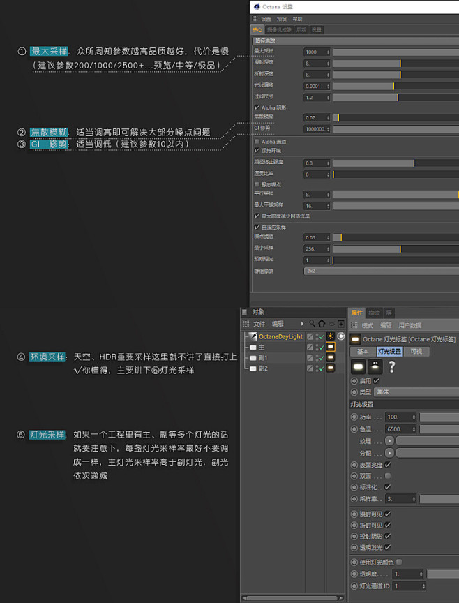 C4D的OC渲染器设置参数-解决噪点问题