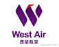 西部航空(West Air) 是一家基地位于重庆的航空公司，于1997年开始提供服务。新LOGO以紫色为主。图案部分则是一个大写的字母“W”。并移除了海航集团的LOGO。