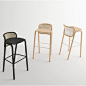 Frantz Stool - Solid beech frame, plywood seat. Back covered with Indian cane.Lacquered version available at extra cost.