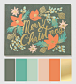 Beautiful color palette / printed Bouquet Christmas Card #ColorpaletteforKCH: 