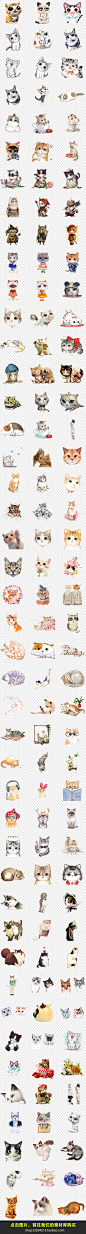 174款卡通手绘猫可爱小猫咪动物宠物海报PNG免扣设计素材