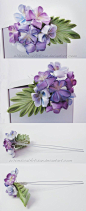 Violet bouquet kanzashi hair pin by WhimsicalArtisan on deviantART