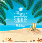 夏日夏天 度假沙滩 平面广告 促销海报设计素材 背景图片 AI PS-淘宝网