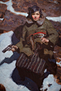 female soldier with gun, Dean Cornwell, illustration