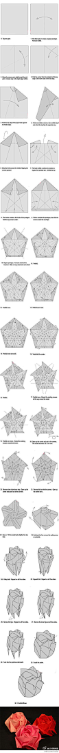 【五瓣玫瑰折纸教程】