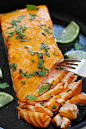 Sriracha Lime Salmon - Baked Salmon with delicious Sriracha and lime juice marinade. Moist, juicy and mouthwatering salmon recipe that you want to eat every day | rasamalaysia.com
