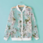 Trendy Style Stand Collar Floral Print See-Through Long Sleeve Women's Jacket, WHITE, L in Jackets & Coats | 透视  印花DressLily.com