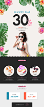 夏季商品泳衣墨镜比基尼打折促销网页PSD模板Summer Sale web template#tiw420f1001 :  