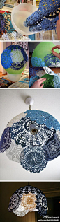DIY的地中海风格蕾丝灯罩，你是喜欢吧。不如动手做一个吧~