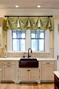 30 Impressive Kitchen Window Treatment Ideas...not wild about the fabric choice but love the actual curtain: 