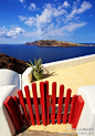 希腊，圣托里尼岛，蓝色、白色、红色，喜欢吗？