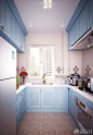 地中海家装90平米小户型厨房装修效果图#蓝色橱柜#
