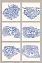 中国传统深蓝色花纹底纹矢量素材