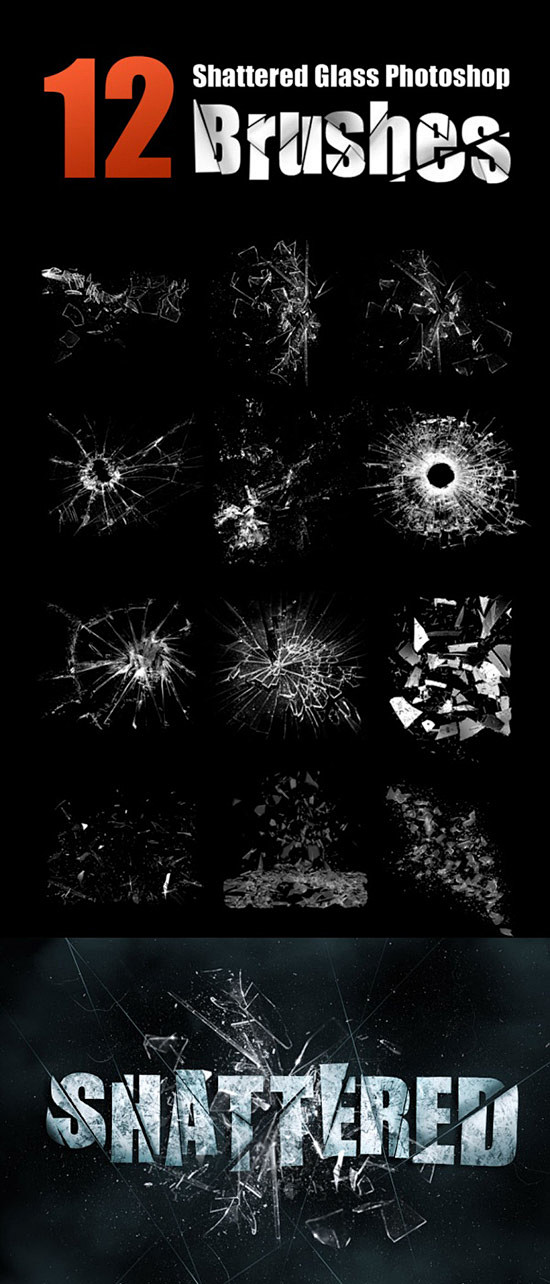 PS笔刷－12个高清玻璃爆碎效果（www...