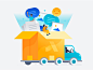 Moving Day message productivity truck chat technology work team illustration