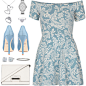 A fashion look from September 2013 featuring blue dress, badgley mischka shoes and leather purse. Browse and shop related looks.