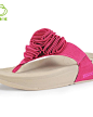 2014夏季正品女防滑坡跟厚底花朵人字拖 夹脚凉拖鞋松糕跟沙滩鞋