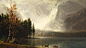 animals, picture, mountains, Albert Bierstadt, Estes Park. Colorado. Lake White, landscape