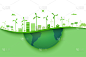 绿色生态城市背景。生态环境保护资源可持续发展理念。矢量插图。